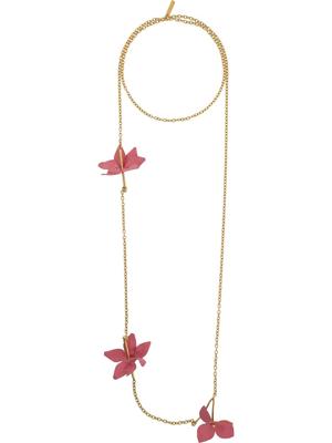 Marni floral applique necklace - ORANGE