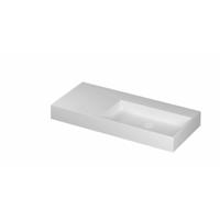 INK United Wastafel Porselein Rechts Zonder Kraangat incl. Porseleinen Click Plug en Verborgen Overloop Systeem - 1000x450x110 mm - Mat Wit - thumbnail