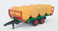 bruder Balentransport aanhanger met 8 ronde balen modelvoertuig - thumbnail