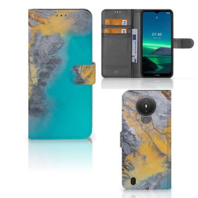 Nokia 1.4 | Bookcase | Marble Blue Gold Nokia 1.4 | Bookcase | Marble Blue Gold