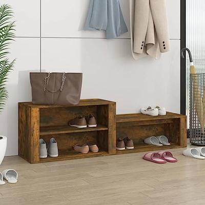 VidaXL Schoenenkast 150x35x45 cm bewerkt hout gerookt eikenkleurig VidaXL Schoenenkast 150x35x45 cm bewerkt hout gerookt eikenkleurig