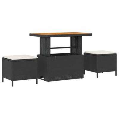 Tuinbankenset 11 pcs Zwart poly rattan