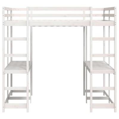 Hoogslaper met bureau en ladder grenenhout wit 180x200 cm Hoogslaper met bureau en ladder grenenhout wit 180x200 cm