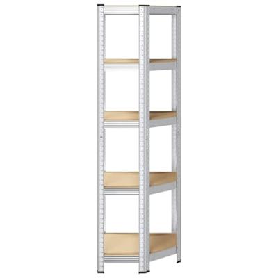 VidaXL Hoekrek 5-laags staal en bewerkt hout zilverkleurig