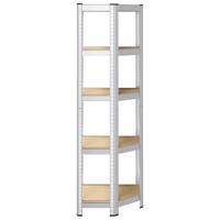 VidaXL Hoekrek 5-laags staal en bewerkt hout zilverkleurig - thumbnail