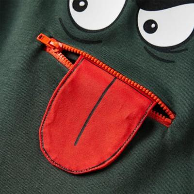 Kindertrui met gezicht-print 104 donkergroen