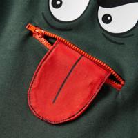 Kindertrui met gezicht-print 104 donkergroen - thumbnail