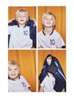 T-shirt met korte mouwen voor jongens en voetbalprint wit - thumbnail