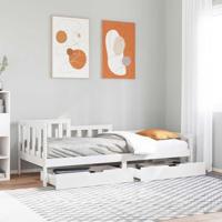 Slaapbank met lades 80x200 cm massief grenenhout wit - thumbnail