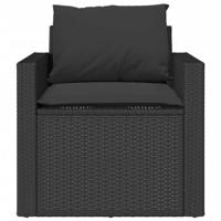 4-delige Loungeset met kussens poly rattan zwart - thumbnail