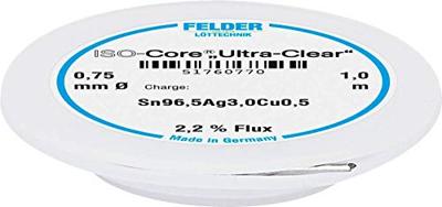 Felder ISO-Core Ultra Clear SAC305 Soldeertin Spoel Sn96,5Ag3Cu0,5 0.75 mm Felder ISO-Core Ultra Clear SAC305 Soldeertin Spoel Sn96,5Ag3Cu0,5 0.75 mm