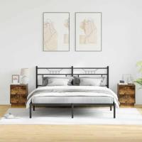 Nachtkastje 2 pcs Gerookt eiken 39 x 34.5 x 50 cm Bewerkt hout - thumbnail