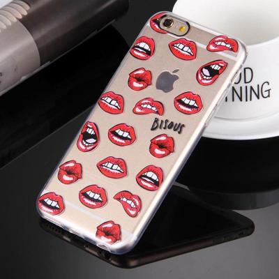 Voor iPhone 6 Plus & 6s Plus Embossment rode lippen patroon zachte TPU beschermende Case(Red) Voor iPhone 6 Plus & 6s Plus Embossment rode lippen patroon zachte TPU beschermende Case(Red)