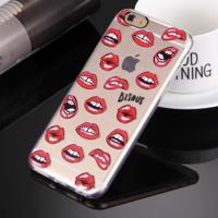 Voor iPhone 6 Plus & 6s Plus Embossment rode lippen patroon zachte TPU beschermende Case(Red) - thumbnail
