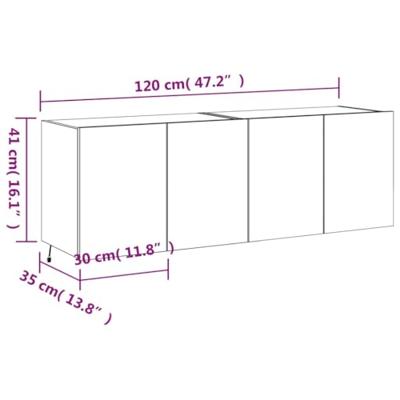 Tv-wandmeubels met LED-verlichting 2 st 60x35x41 cm betongrijs