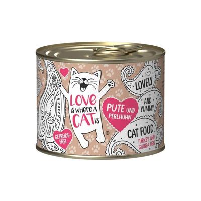 LOVE IS WHERE A CAT IS® Turkey with guinea fowl - nat kattenvoer - 200g