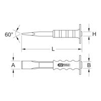 KS Tools Muurbeitel met handgreep, plat ovaal, 33x800mm 1620208 - thumbnail
