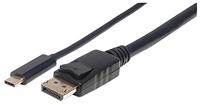 Manhattan 152471 USB-C-displaykabel USB-C / DisplayPort Adapterkabel USB-C stekker, DisplayPort-stekker 1.00 m Zwart Slimline - thumbnail