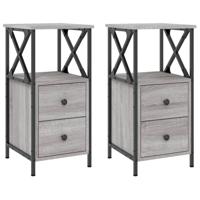 Nachtkastjes 2 st 34x35,5x70 cm bewerkt hout grijs sonoma eiken - thumbnail