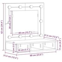 Spiegelkast met plank Oud hout 62 x 31.5 x 62 cm Bewerkt hout - thumbnail