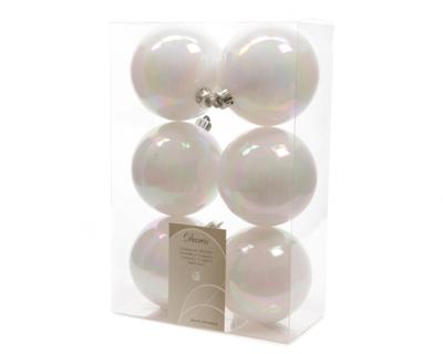 Kerstbal plastic emaille 80mm wit iris - Ksd