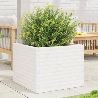 VidaXL Plantenbak 60x60x46 cm massief grenenhout wit VidaXL Plantenbak 60x60x46 cm massief grenenhout wit