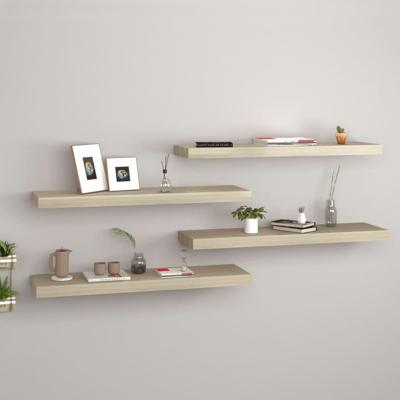 Wandschappen zwevend 4 st 80x23,5x3,8 cm MDF eikenkleurig Wandschappen zwevend 4 st 80x23,5x3,8 cm MDF eikenkleurig