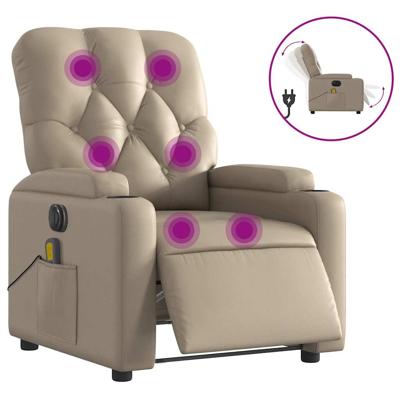 Fauteuil verstelbaar elektrisch kunstleer cappuccinokleurig