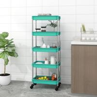 VidaXL Keukentrolley 5-laags 42x29x128 cm ijzer en abs turquoise - thumbnail