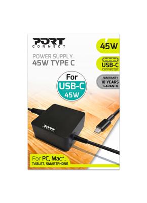 PORT Connect-voeding voor pc, Mac, tablet en smartphone, USB-C-type, 45W PORT Connect-voeding voor pc, Mac, tablet en smartphone, USB-C-type, 45W
