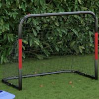 VidaXL Voetbaldoel met net 90x48x71 cm staal rood en zwart - thumbnail