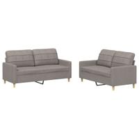 2-delige Loungeset met kussens stof taupe - thumbnail