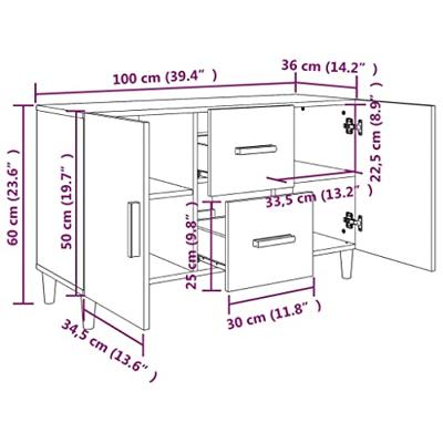 Dressoir 100x36x60 cm bewerkt hout wit