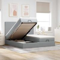 Ottoman bed met matrassen 160x200cm stof lichtgrijs - thumbnail