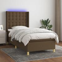 Boxspring met matras en LED stof donkerbruin 100x200 cm - thumbnail
