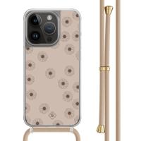 iPhone 13 Pro hoesje met beige koord - Cute flowers - thumbnail
