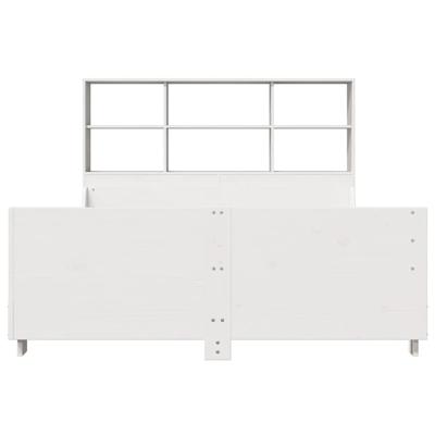 Bed met boekenkast zonder matras massief hout wit 140x200 cm - thumbnail