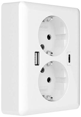 Dubbel stopcontact dubbele USB lader 1x USB-A en 1x USB-C
