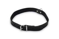 Lederen honden halsband zwart - 70 cm x 25 mm - thumbnail