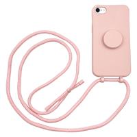 Høyde - iPhone SE (2022 / 2020) / 8 / 7 / 6(s) - Telefoonhoes met koord + Socket houder - Roze - thumbnail