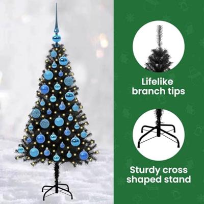 VidaXL Kerstboom met 150 led met standaard zwart 120 cm pvc