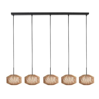 Steinhauer 5-lichts hanglamp rechtRopex met rotan kappen - 4530ZW