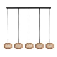 Steinhauer 5-lichts hanglamp rechtRopex met rotan kappen - 4530ZW - thumbnail