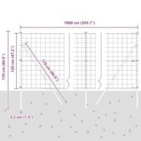 VidaXL Hek met paal grijs 1,2 x 10 m staal - thumbnail