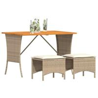 3-delige Tuinset met kussens poly rattan beige - thumbnail