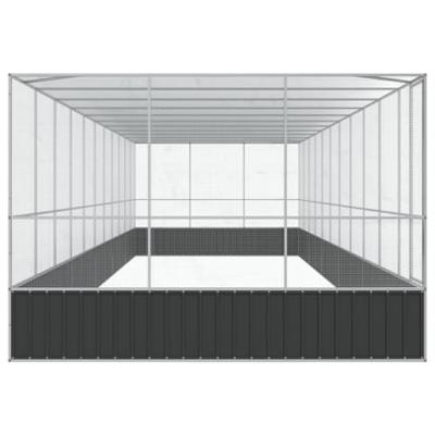 vidaXL Volière met verlengstuk 1139x307x212 m staal zilverkleurig, vogelvolière, papegaaienkooi, grote papegaaienkooi, parkietenkooi, grote vogelkooi