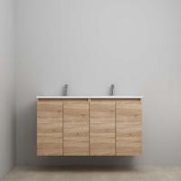 On-Line Onderkast - 120 cm - Voorgemonteerd - Greeploos 4 Deuren - Acryl Wastafel - 2 Kraangaten - Eiken - thumbnail