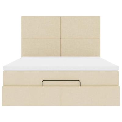 Ottoman bed met matras 140x200cm stof crèmekleurig