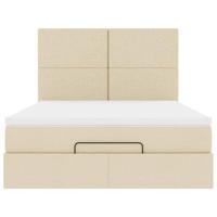 Ottoman bed met matras 140x200cm stof crèmekleurig - thumbnail