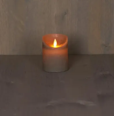 Anna&apos;s Collection LED kaars flame effect rustiek 7.5x10cm taupe 1 stuks
